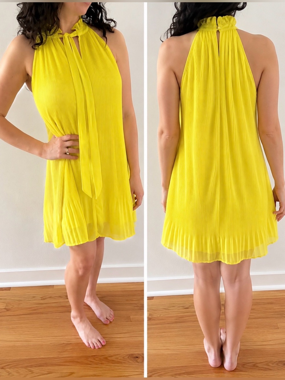 Staccato Boutique Yellow Pleated Halter dress